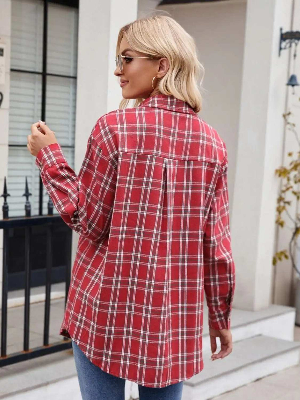 Plaid Button Up Long Sleeve Shirt - Trendsi - Flyclothing LLC
