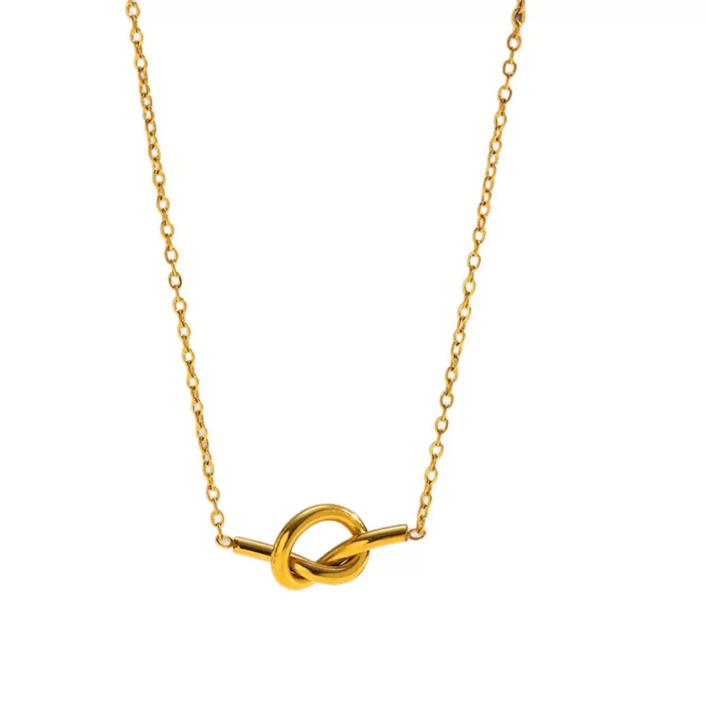 18K Gold-Plated Knot Pendant Necklace - Trendsi - Flyclothing LLC