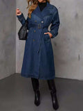 Button Up Long Sleeve Longline Denim Jacket - Trendsi - Flyclothing LLC
