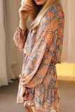 Ruffle Hem Printed Long Sleeve Dress - Trendsi - Flyclothing LLC
