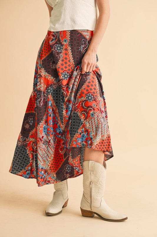 Aemi + Co Printed Maxi Skirt - Trendsi - Flyclothing LLC