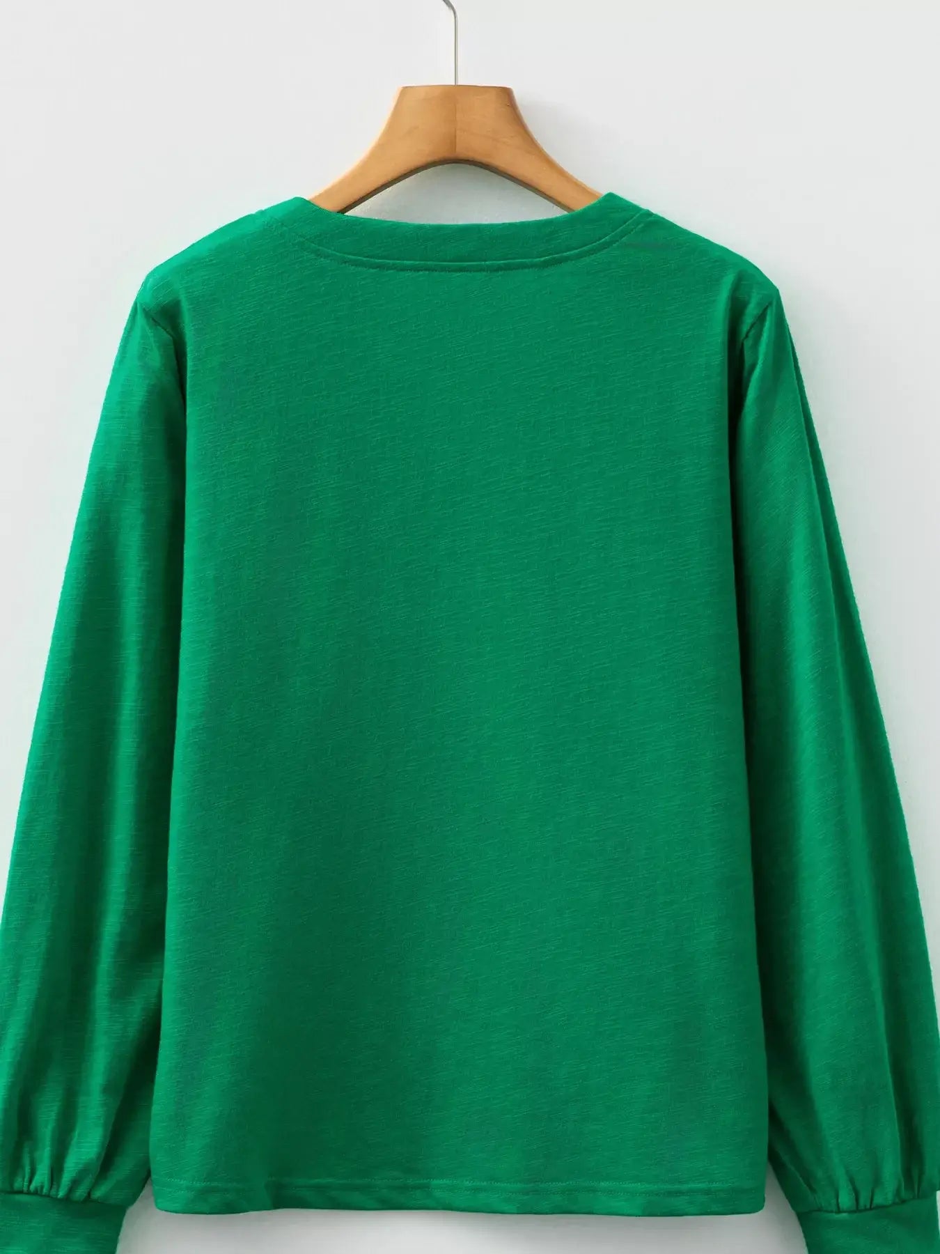 Solid Color Button V Neck Long Sleeve Top - Trendsi - Flyclothing LLC
