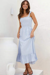 Ruffled Smocked Ruffle Hem Sleeveless Dress - Trendsi - Flyclothing LLC