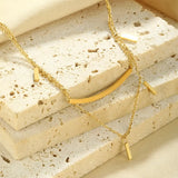 18K Gold-Plated Double Layered Necklace - Trendsi - Flyclothing LLC