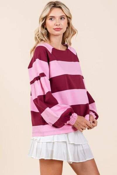 Mittoshop Striped Snap Shoulder Long Sleeve T-Shirt - Trendsi - Flyclothing LLC