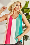 BiBi Cotton Span Knit Color Block Sleeveless Top - Trendsi - Flyclothing LLC