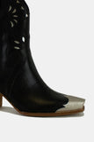 Beast Fashion Cut-Out Floral Embroidery Boots - Trendsi