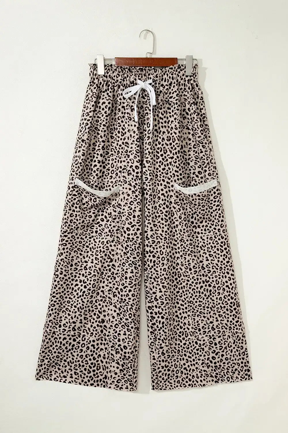Leopard Print Wide-Leg Pants with Drawstring - Trendsi - Flyclothing LLC