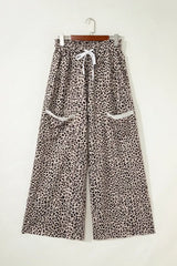 Leopard Print Wide-Leg Pants with Drawstring - Trendsi - Flyclothing LLC