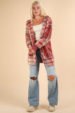 VERY J Fuzzy Plaid Long Sleeve Hooded Jacket - Trendsi