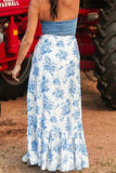 Split Asymmetrical Ruffled Printed Skirt - Trendsi - Flyclothing LLC