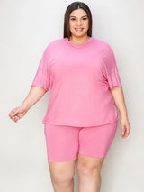 Basic Bae Full Size V-Neck Drop Shoulder T-Shirt and Shorts Set - ShopBasicbae - Flyclothing LLC