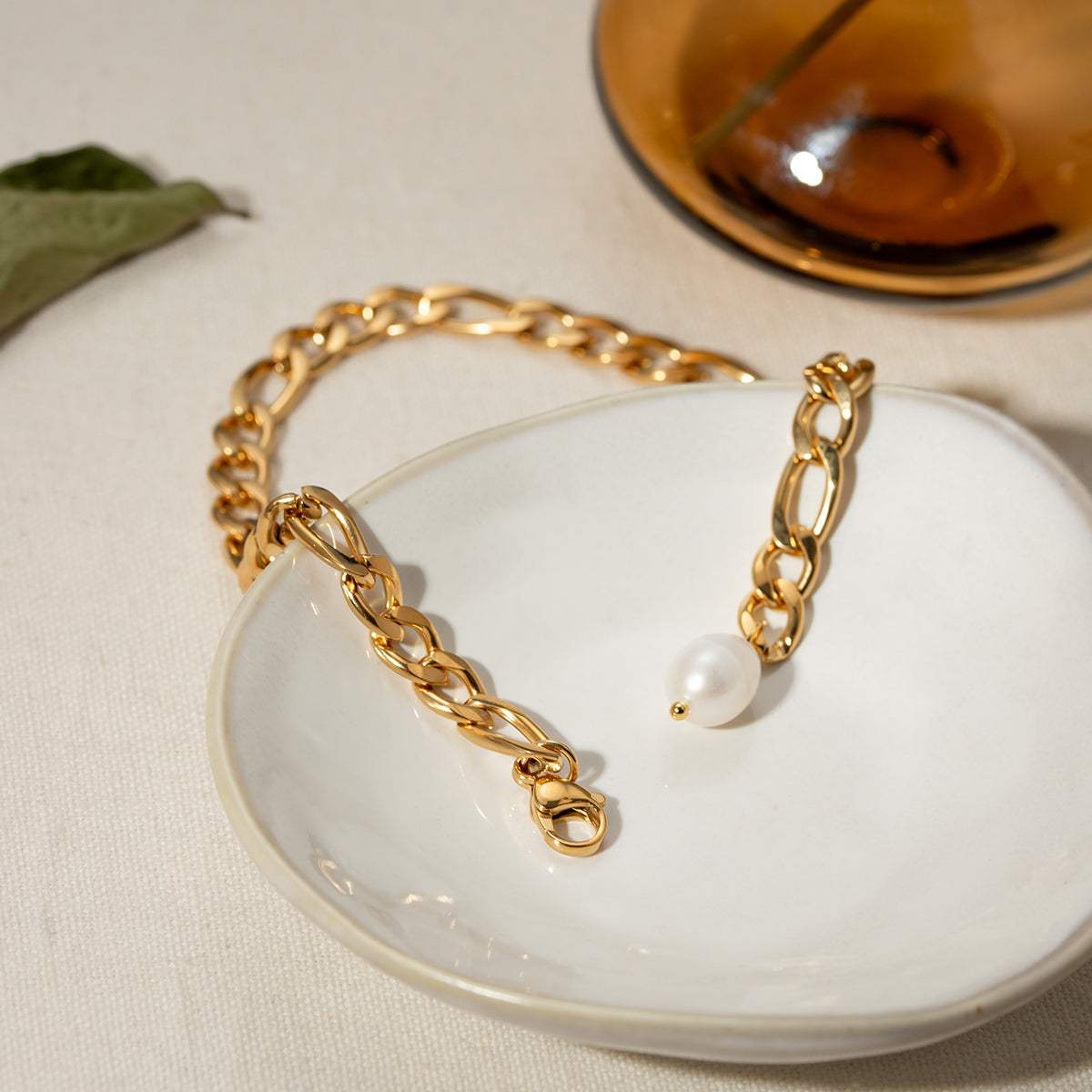 Stainless Steel Chain Pearl Anklet Bracelet - Trendsi - Flyclothing LLC