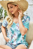 BiBi Tie Dye Terry V Neck Top - Trendsi - Flyclothing LLC