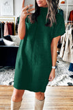 Mock Neck Short Sleeve Sweater Dress - Trendsi