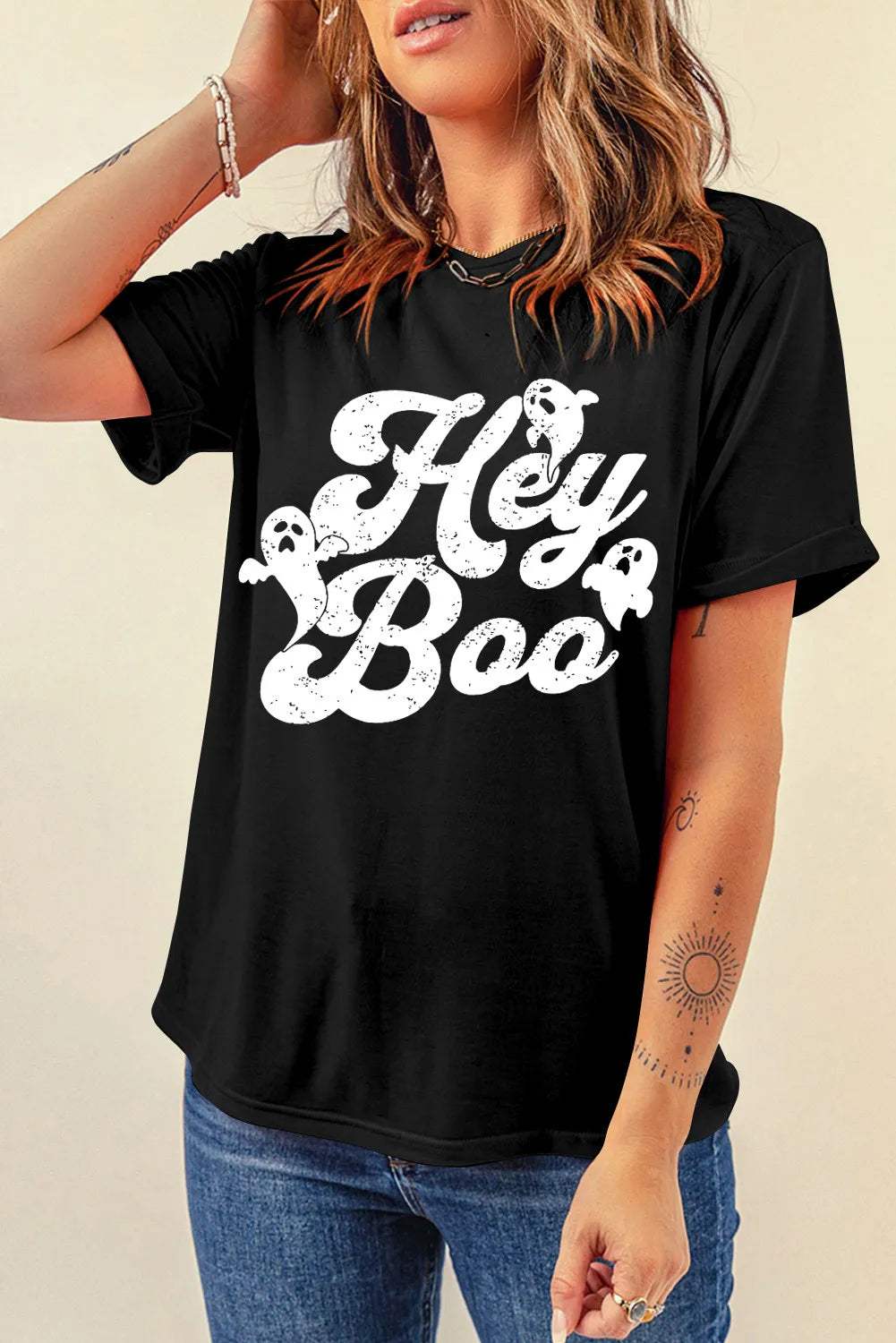 Letter Graphic Round Neck Short Sleeve T-Shirt - Trendsi - Flyclothing LLC