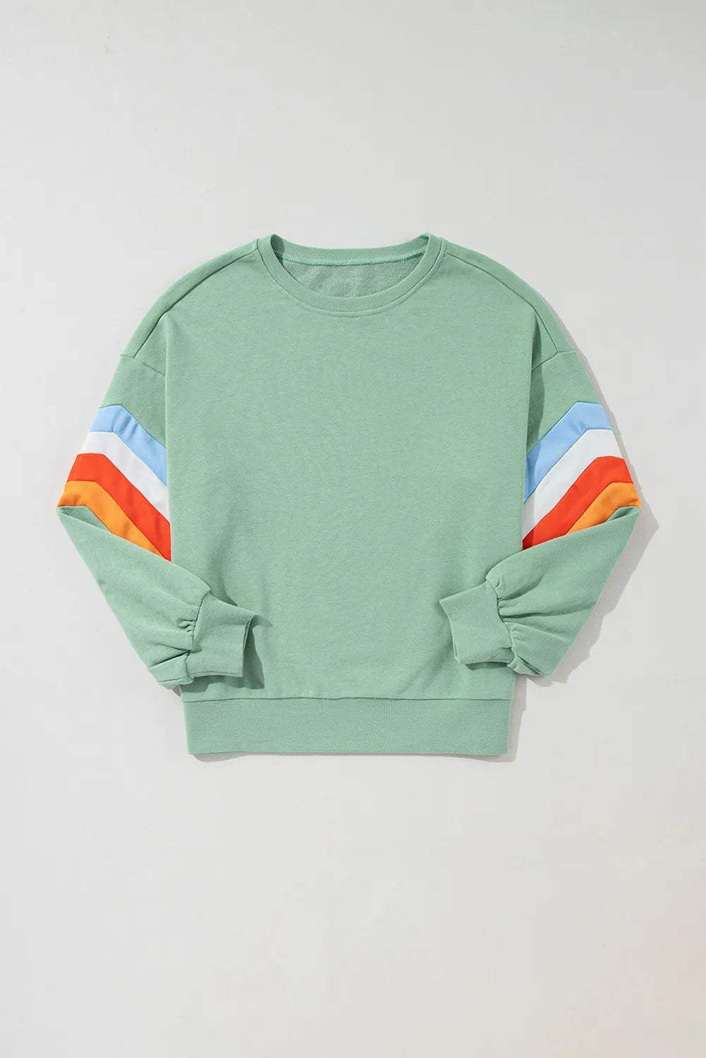 Contrast Round Neck Long Sleeve Sweatshirt - Trendsi - Flyclothing LLC