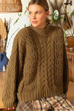 POL Mock Neck Cable Knit Sweater - Trendsi