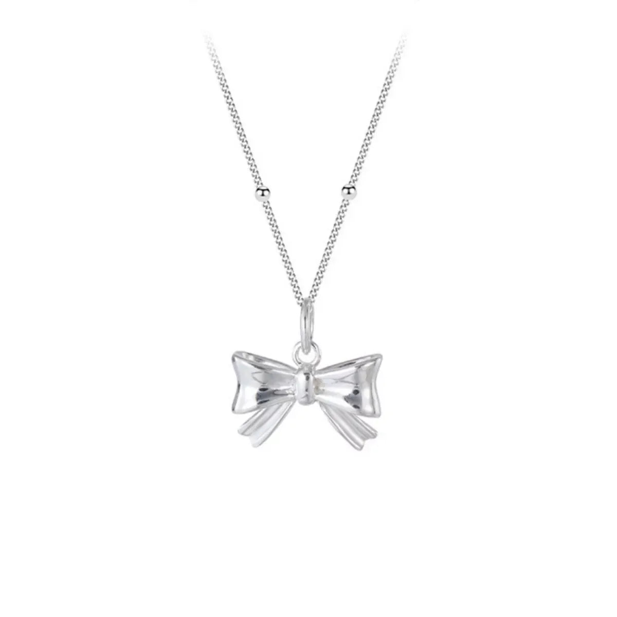 925 Sterling Silver Bow Necklace - Trendsi - Flyclothing LLC