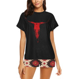 Baha Ranch Red Aztec Bull Women's Western Top and Short Pajama Set