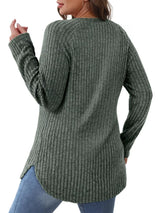 Ribbed Knit Long Sleeve T-Shirt - Trendsi - Flyclothing LLC