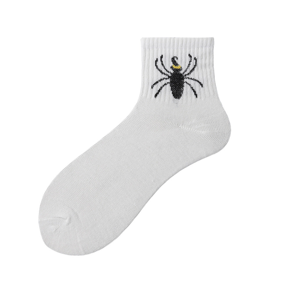 Cute Ghost Mid-Calf Halloween Socks With Pumpkin Print For Women