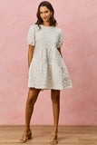 SO ME Floral Jacquard Diagnol Tiered Short Mini Dress - Trendsi - Flyclothing LLC