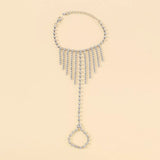 Rhinestone Fringe Hand Chain Bracelet - Trendsi - Flyclothing LLC