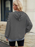 Drawstring Contrast Striped Long Sleeve Hoodie - Trendsi - Flyclothing LLC