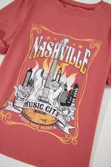Mineral Nashville Music City Graphic Retro T-Shirt - Trendsi - Flyclothing LLC