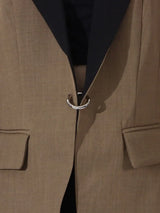Contrast Lapel Collar Long Sleeve Blazer - Trendsi - Flyclothing LLC