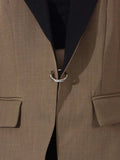 Contrast Lapel Collar Long Sleeve Blazer - Trendsi - Flyclothing LLC