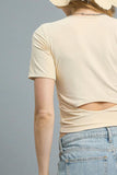 Umgee Ruched Round Neck Short Sleeve Crop T-Shirt - Trendsi
