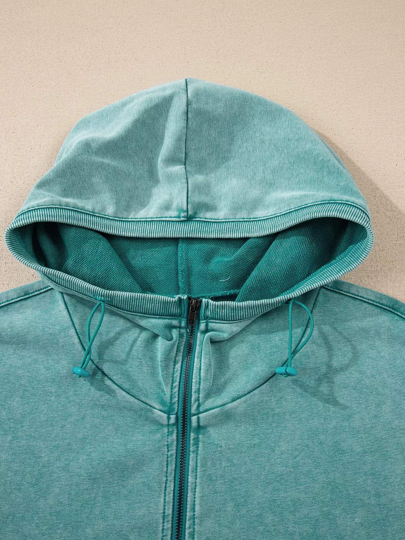 Half Zip Kangaroo Pocket Mineral Wash Baggy Hoodie - Trendsi - Flyclothing LLC