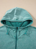 Half Zip Kangaroo Pocket Mineral Wash Baggy Hoodie - Trendsi - Flyclothing LLC