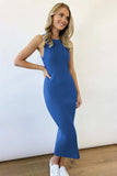 Slit Ribbed Round Neck Sleeveless Dress - Trendsi - Flyclothing LLC
