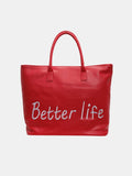 BETTER LIFE PU Leather Tote Bag - Trendsi - Flyclothing LLC