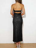 Sequin Cutout Tube Dress - Trendsi