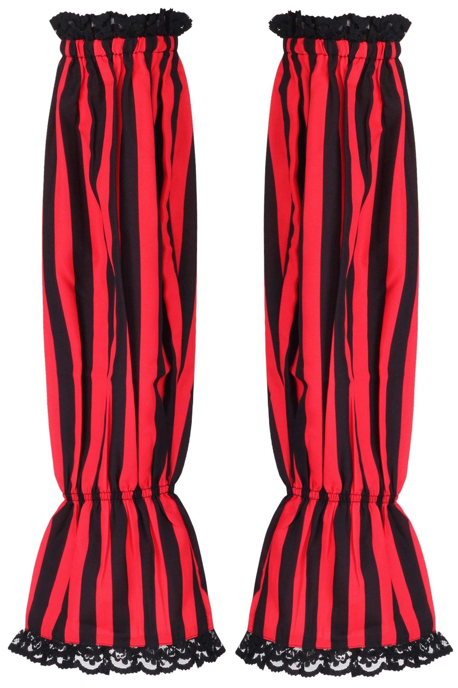 Daisy Corsets Black/Red Striped Smocked Sleeves - Daisy Corsets - Flyclothing LLC