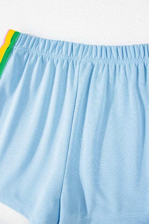Rainbow Collared Short Sleeve Top and Shorts Set - Trendsi - Flyclothing LLC