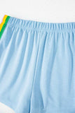 Rainbow Collared Short Sleeve Top and Shorts Set - Trendsi - Flyclothing LLC