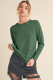 Aemi + Co Lettuce Hemline Round Neck Raglan Sleeve T-Shirt - Trendsi