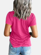 Pocketed V-Neck Short Sleeve T-Shirt - Trendsi - Flyclothing LLC