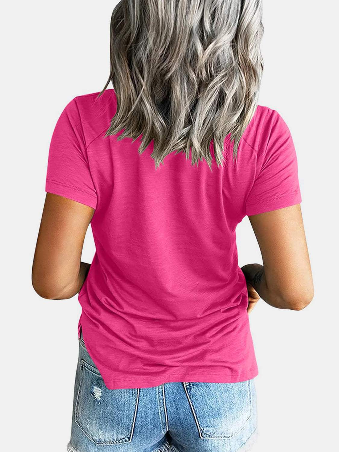 Pocketed V-Neck Short Sleeve T-Shirt - Trendsi - Flyclothing LLC