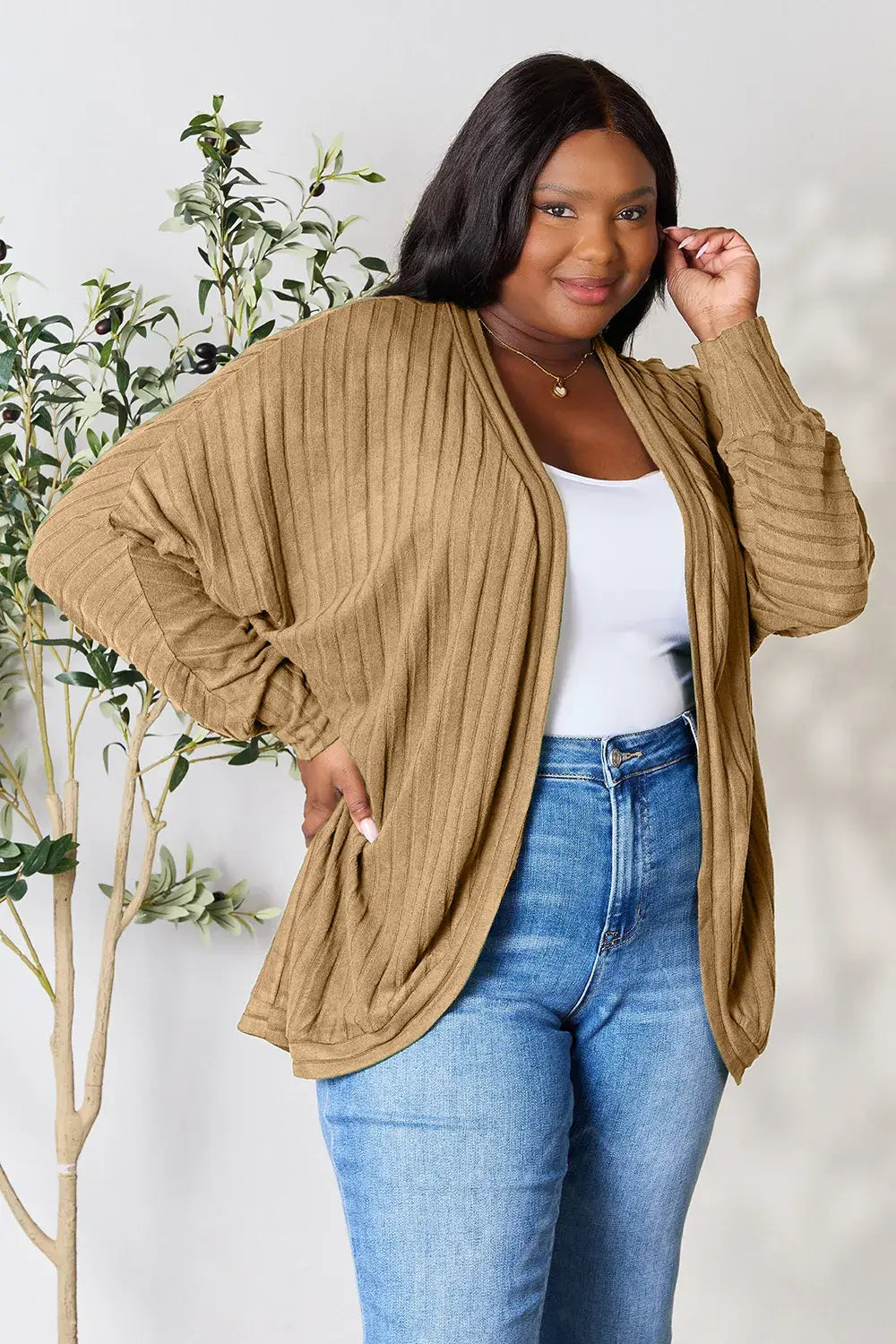 Basic Bae Full Size Ribbed Cocoon Cardigan - ShopBasicbae - Flyclothing LLC