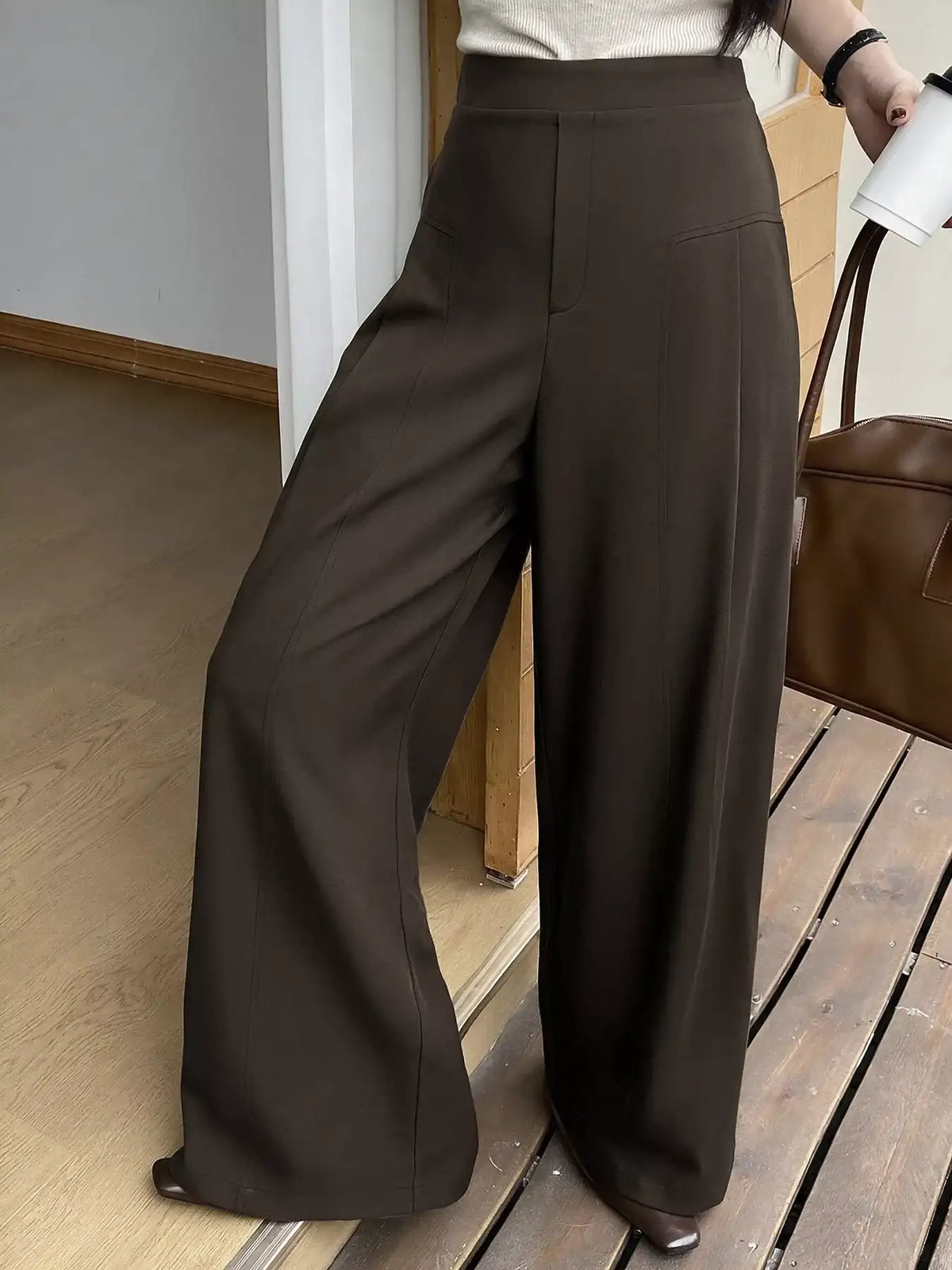 High-Waisted Wide-Leg Pants - Trendsi - Flyclothing LLC