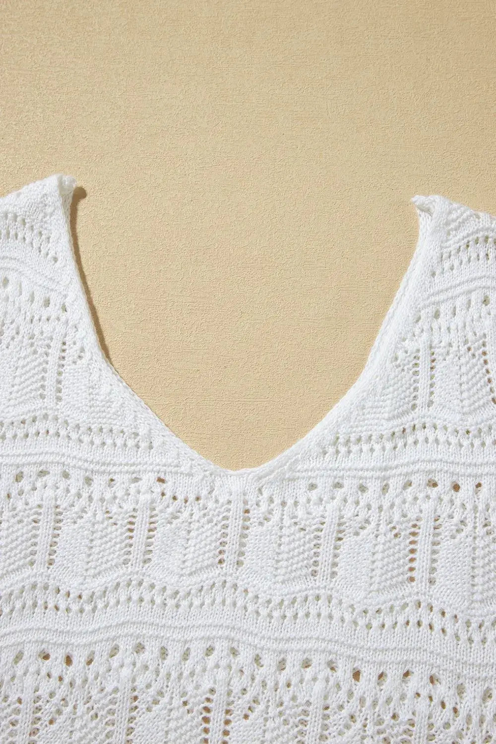V Neck Textured Hollow-Out Sweater Vest - Trendsi - Flyclothing LLC