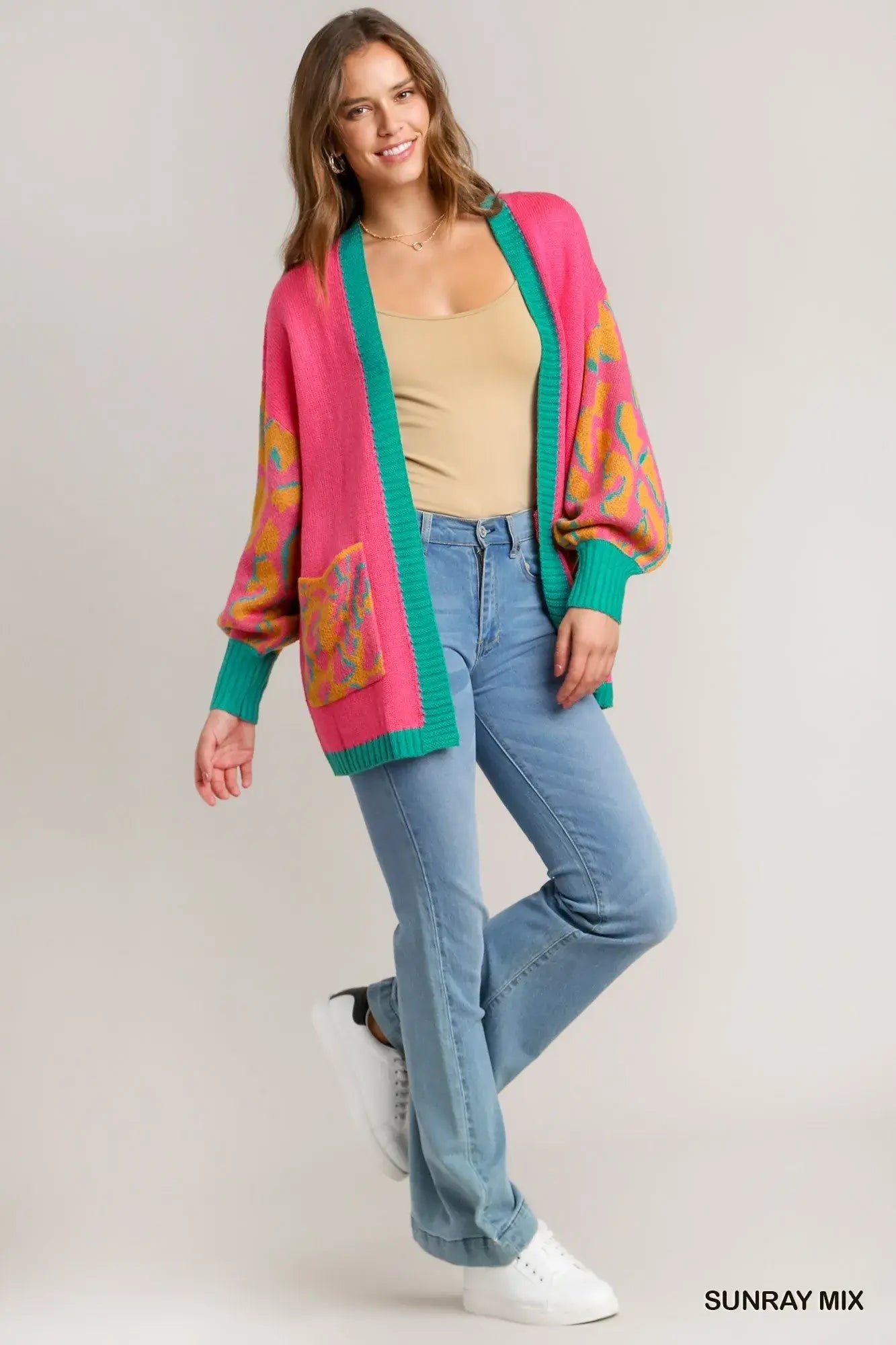 Umgee Animal Print Open Front Sweater Cardigan - Trendsi - Flyclothing LLC