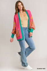 Umgee Animal Print Open Front Sweater Cardigan - Trendsi - Flyclothing LLC