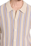 Men's Plus Size Striped Button Down Short Sleeve Shirt - Trendsi